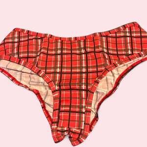 Vintage Y2K Deadstock Red Plaid Ruched Back Panties S/M